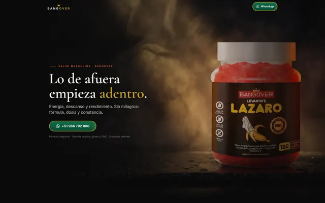 Landing de salud masculina de Bangover