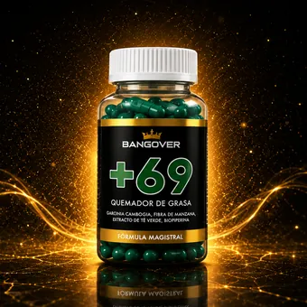 Frasco de Más69 de Bangover, cien cápsulas con garcinia cambogia y té verde