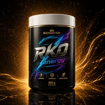 Frasco de RKO Energy de Bangover, bebida en polvo de 300 gramos